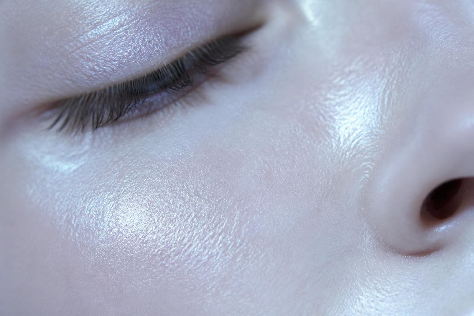 Macro photograph of luminous human skin